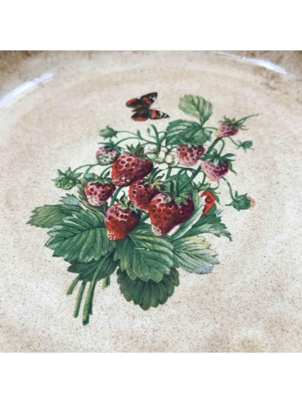 Vintage Bell Ceramics Strawberry Pie Plate Hand Painted Signed Bain 1980